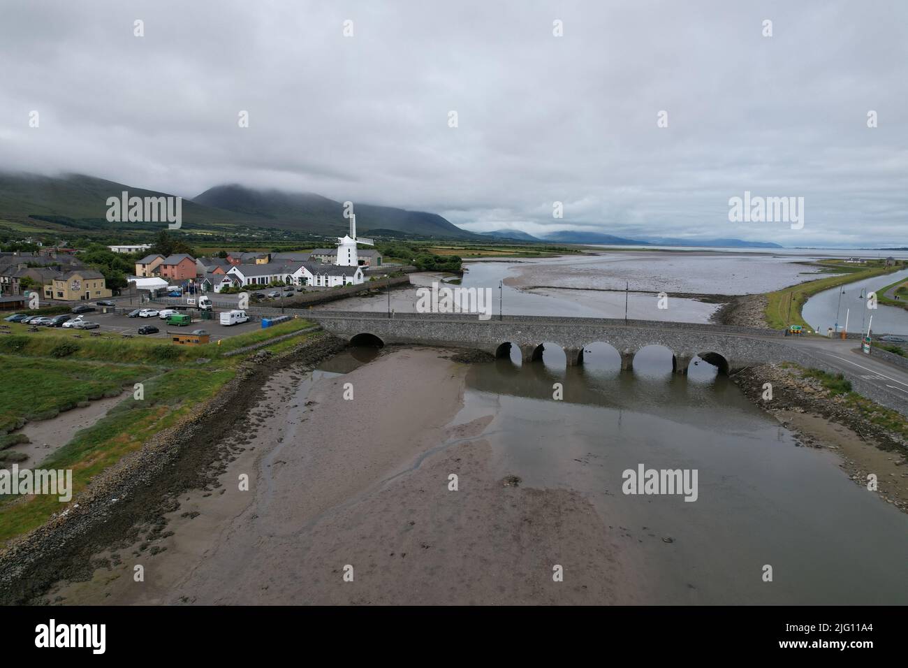 Blennerville mulino a vento Dingle penisola Irlanda drone vista aerea Foto Stock