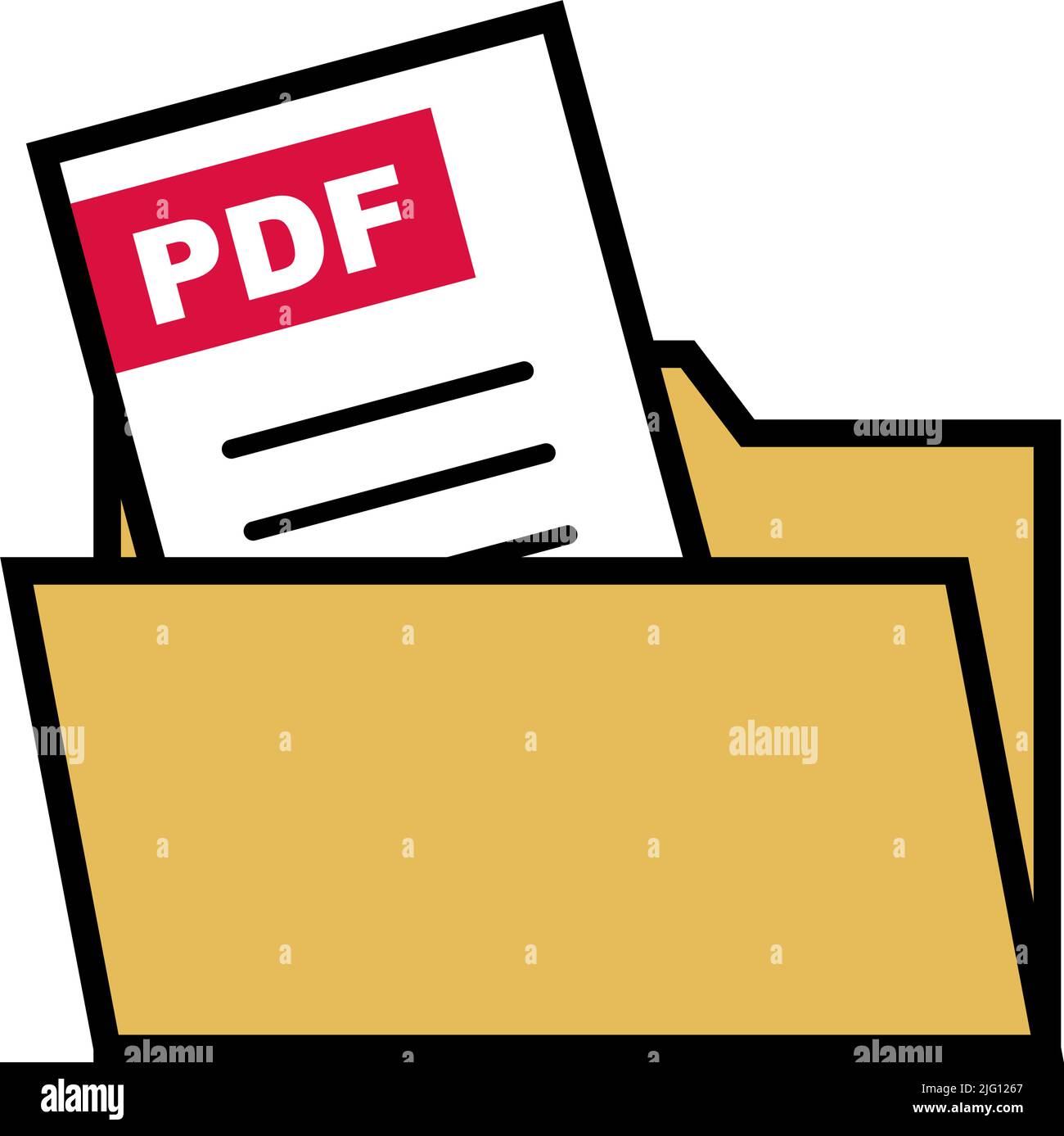 Icone di file e cartelle PDF. Vettori modificabili. Illustrazione Vettoriale