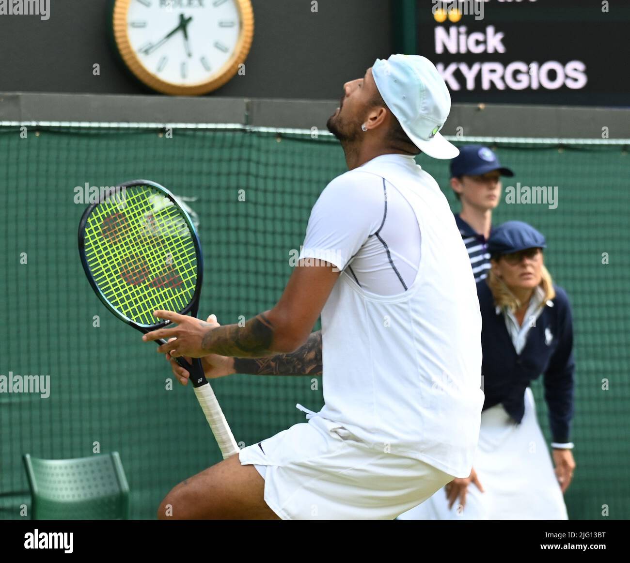 Londra, GBR. 06th luglio 2022. London Wimbledon Championships Day 06/07/2022 Nick Kyrgios (AUS) vince il quarto della partita finale sul No.1 Court Credit: Roger Parker/Alamy Live News Foto Stock