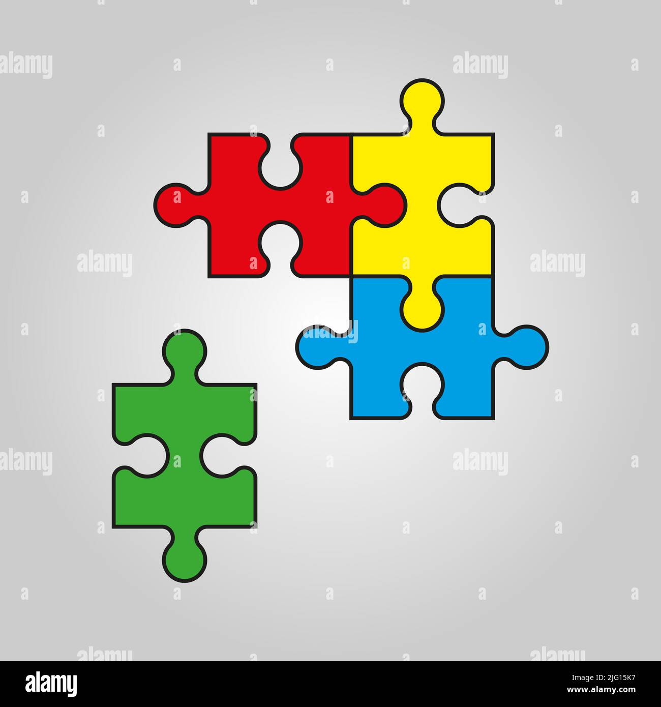Immagine vettoriale dell'icona del puzzle. Icona del puzzle a quattro pezzi Illustrazione Vettoriale