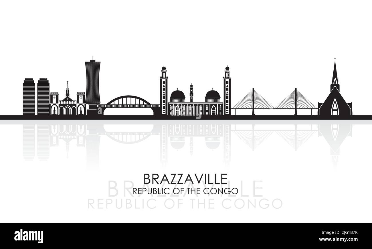 Silhouette Skyline panorama di Brazzaville, Repubblica del Congo - illustrazione vettoriale Illustrazione Vettoriale