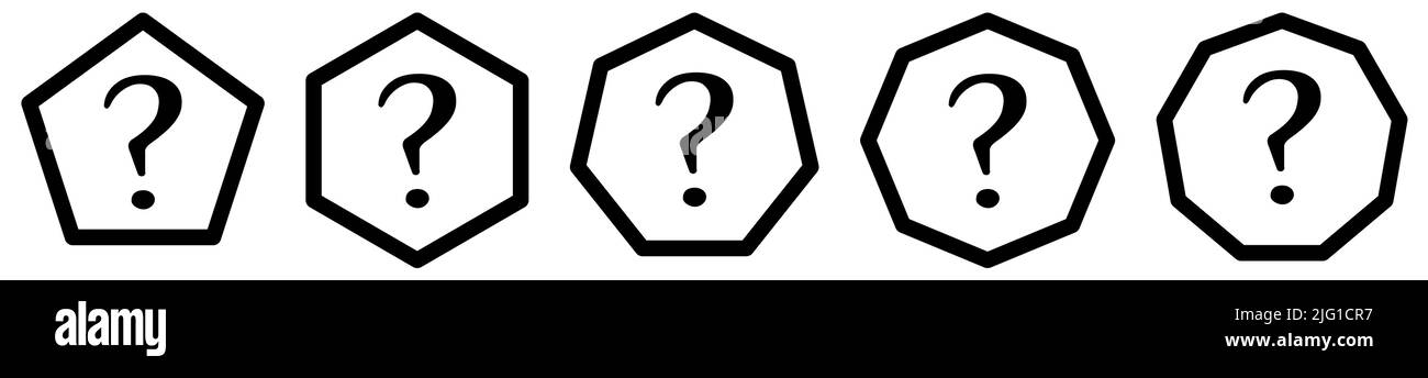 Punto interrogativo semplice in poligoni con un numero diverso di bordi Illustrazione Vettoriale
