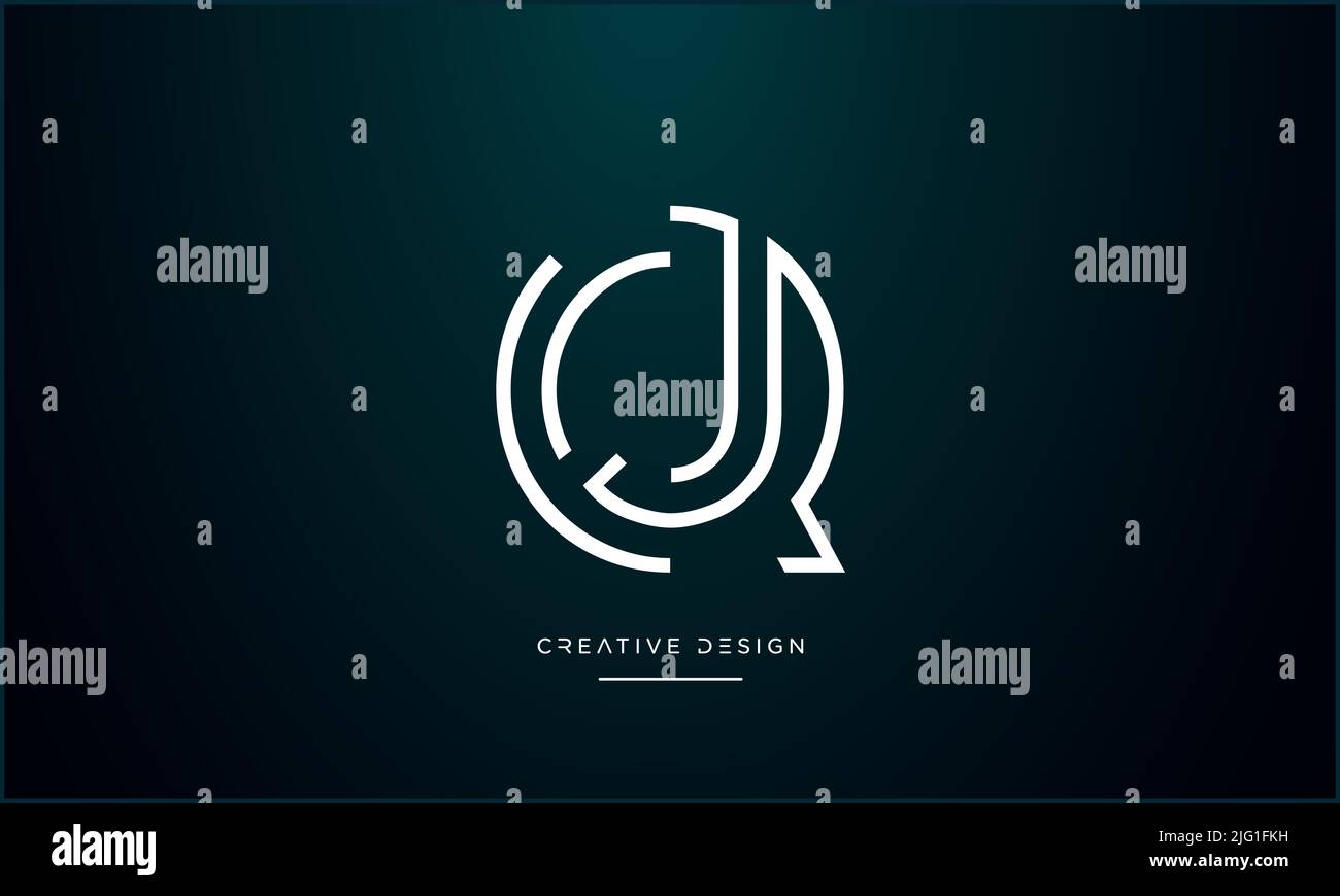 QJ, JQ, Q o J Alphabet Letters icona del logo astratto Illustrazione Vettoriale