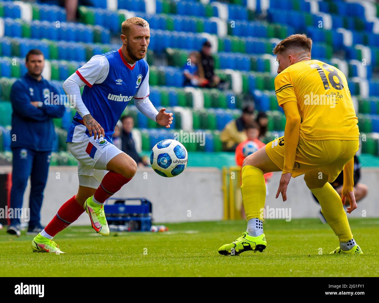 Kirk Millar - Linfield vs Newtown AFC, sabato 25th giugno 2022, Windsor Park, Belfast Foto Stock