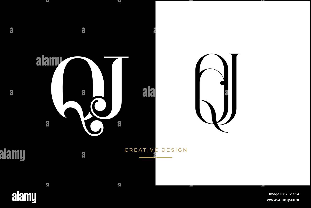 QJ, JQ, Q o J Alphabet Letters icona del logo astratto Illustrazione Vettoriale
