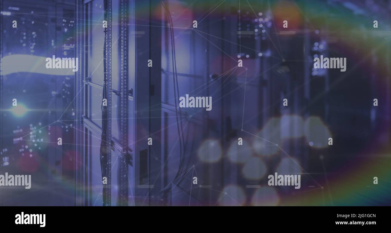 Immagine di dati e luci sui server Foto Stock