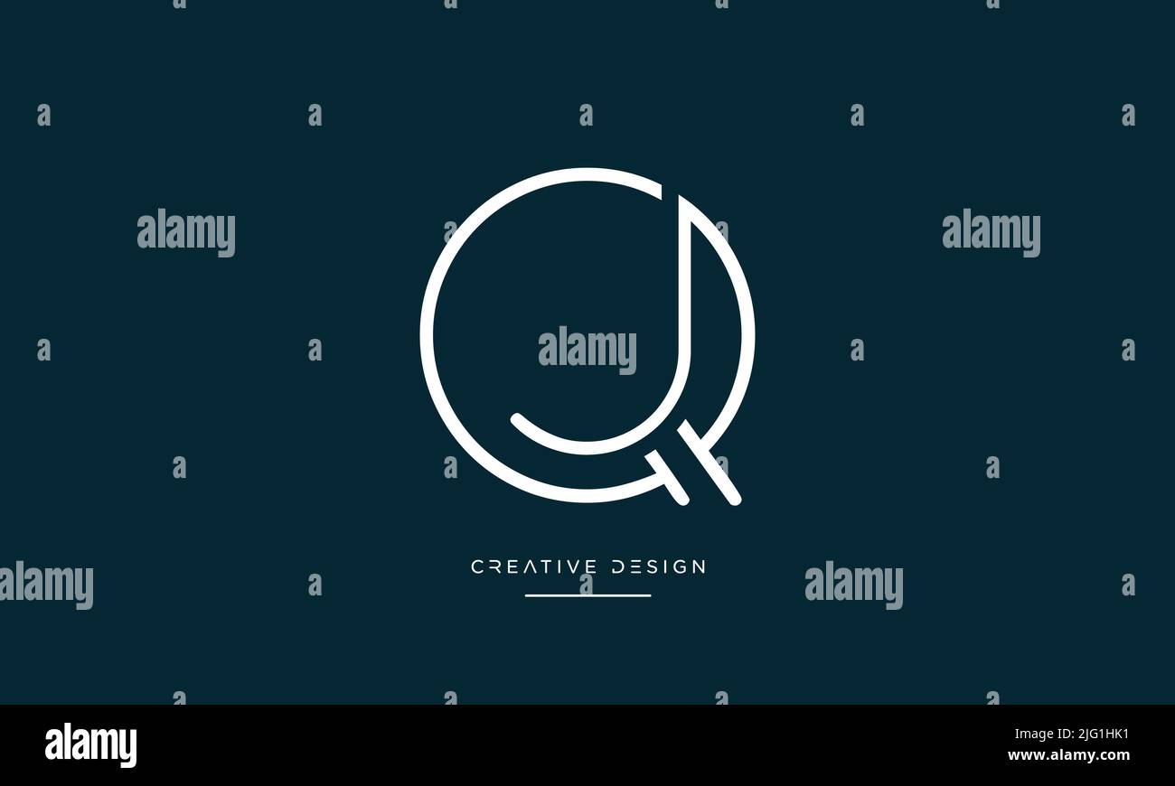 QJ, JQ, Q o J Alphabet Letters icona del logo astratto Illustrazione Vettoriale