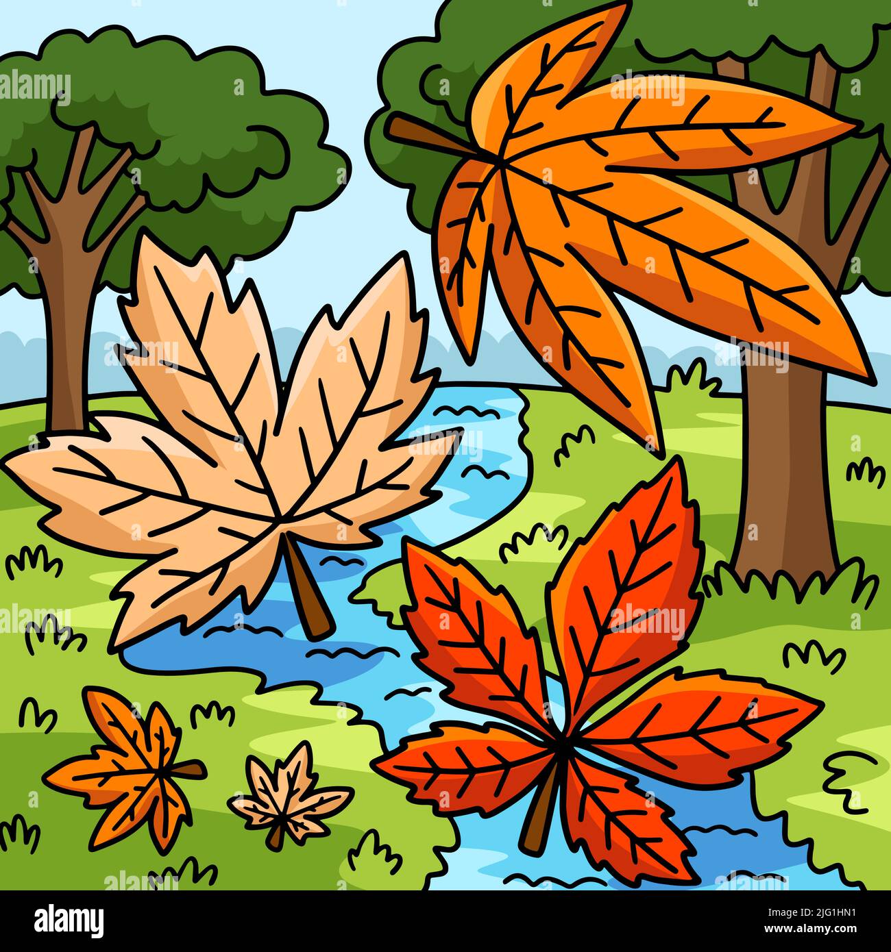 Ringraziamento Autunno foglie Cartoon colorato Illustrazione Vettoriale