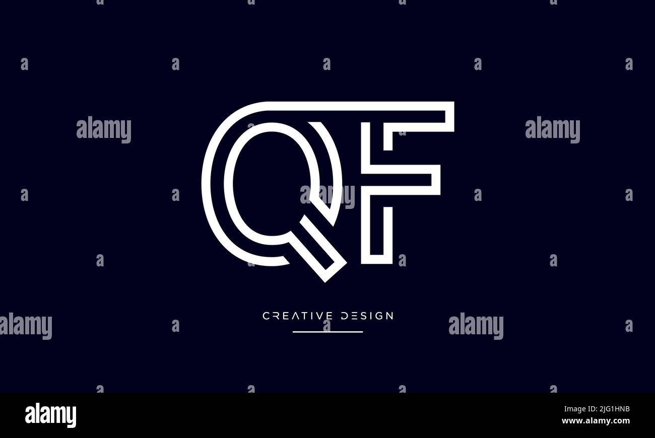 Alfabeto lettere QF, FQ, Q o F icona astratta Logo Illustrazione Vettoriale