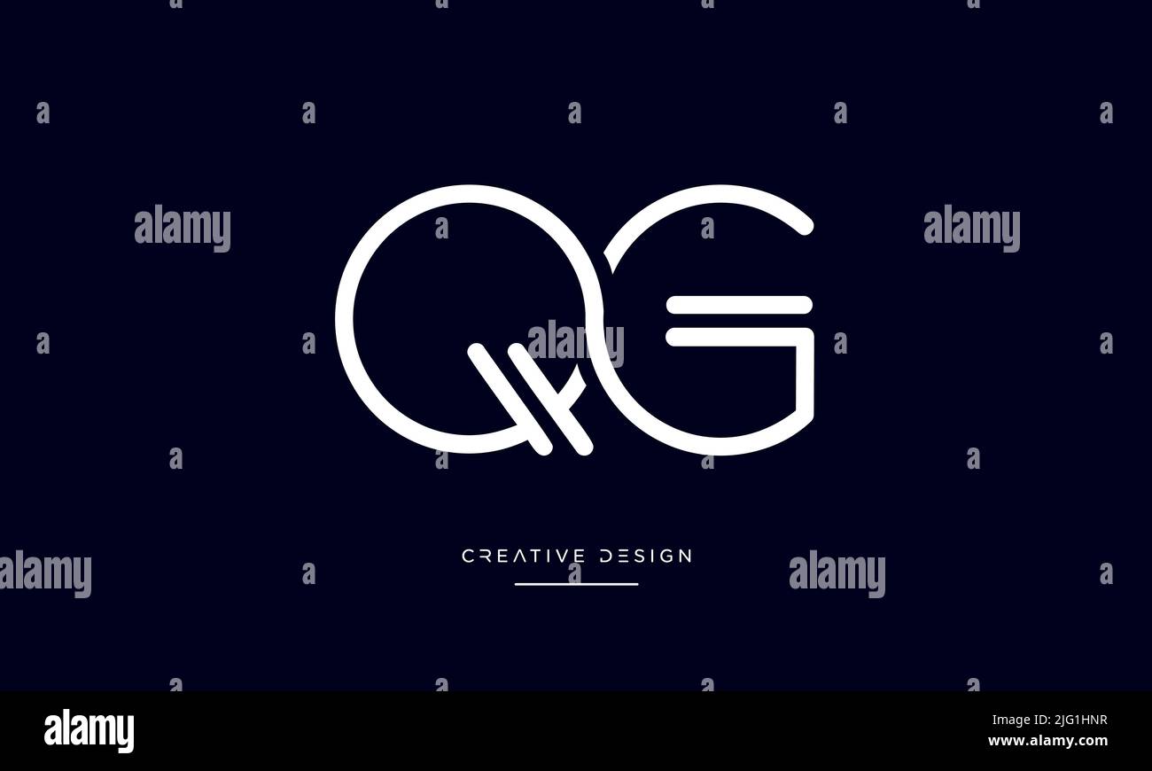 Alfabeto lettere QG, GQ, Q o G astratto icona Logo Illustrazione Vettoriale