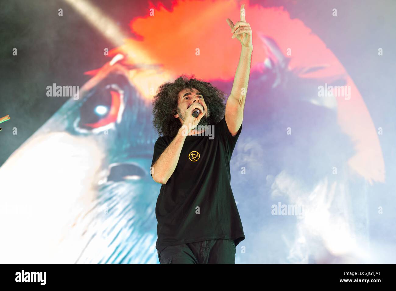 Il rapper italiano Caparezza esegue un tour Exuvia dal vivo a Torino Foto Stock