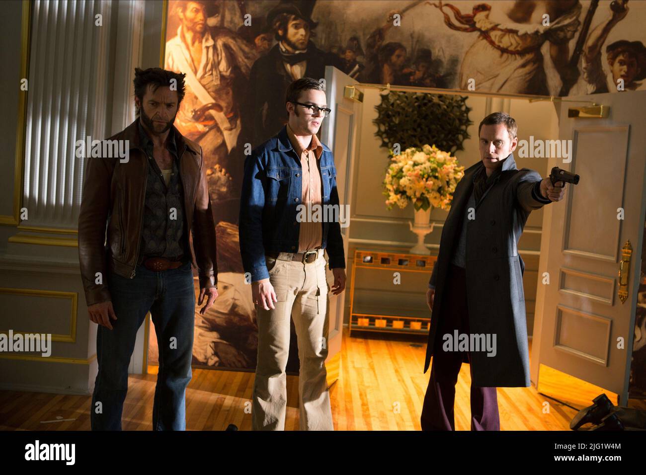 HUGH JACKMAN, NICHOLAS HOULT, Michael Fassbender, X-MEN: giorni di futuro passato, 2014 Foto Stock