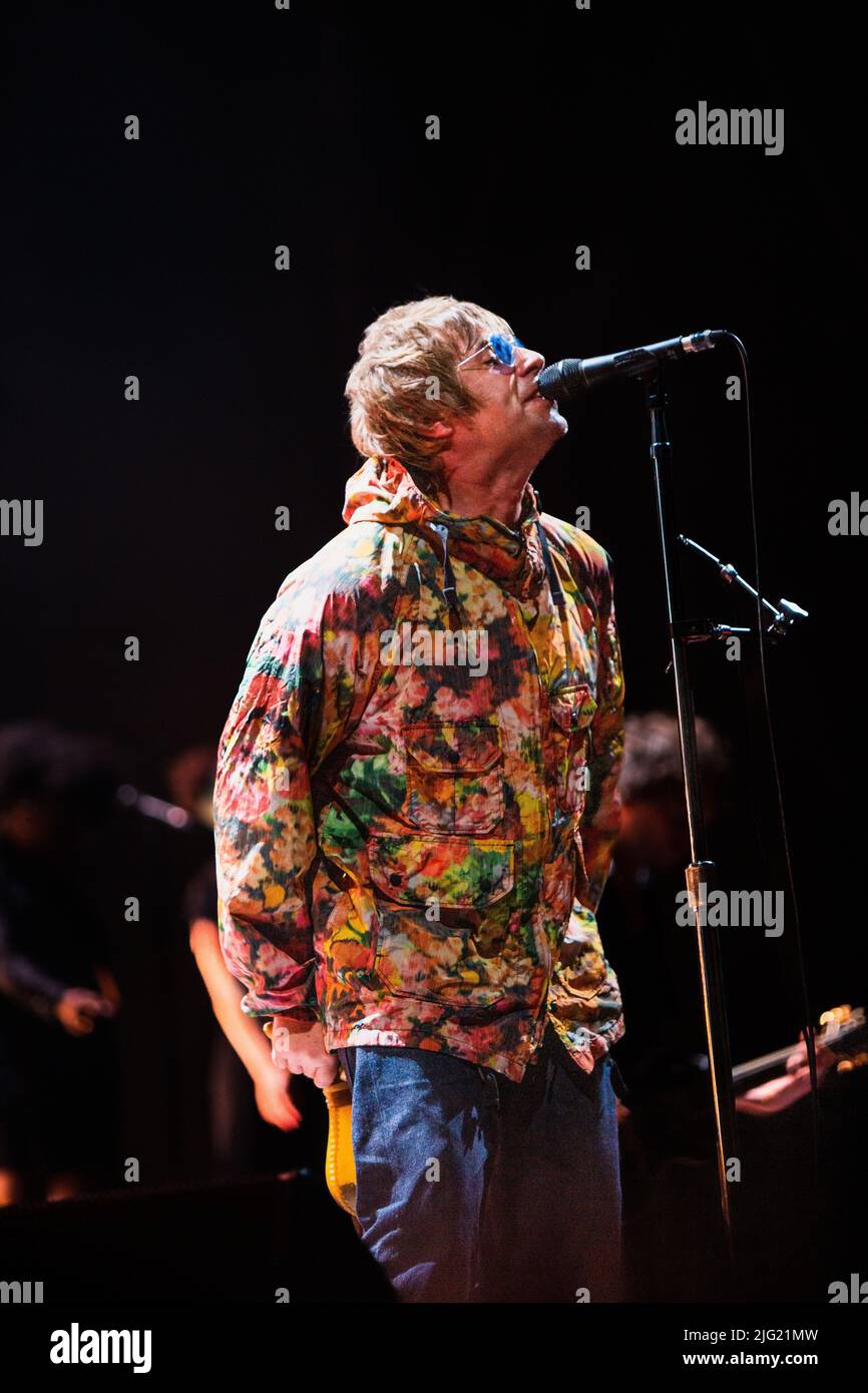 Foto del concerto di Liam Gallagher sul palco del Lucca Summer Festival in Italia Foto Stock