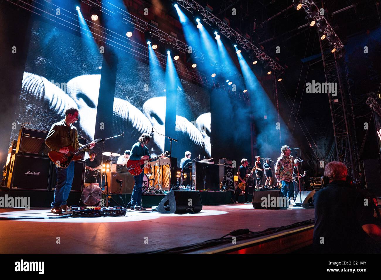 Foto del concerto di Liam Gallagher sul palco del Lucca Summer Festival in Italia Foto Stock