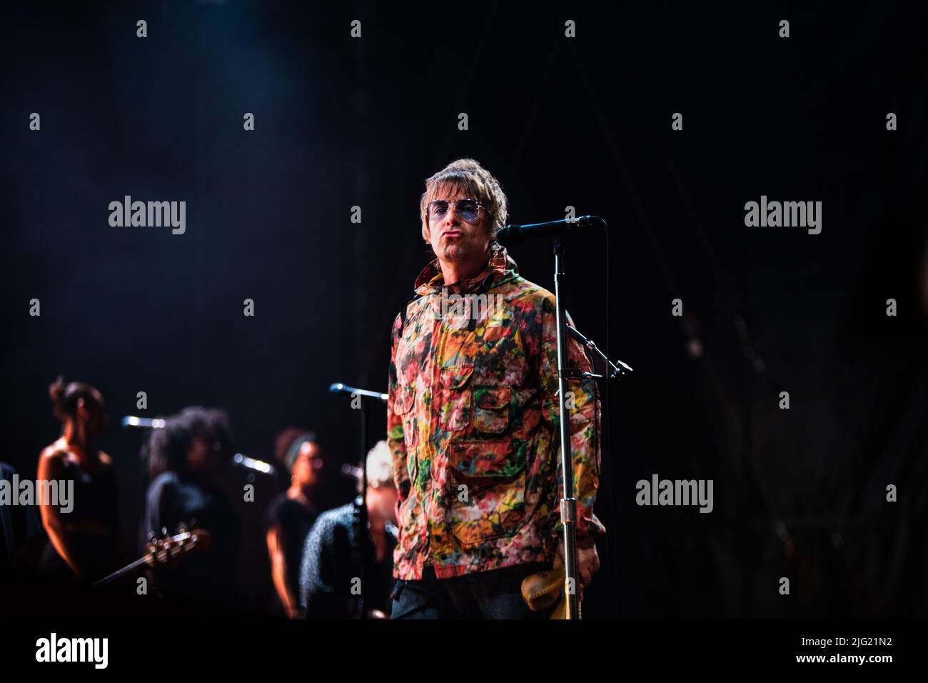 Foto del concerto di Liam Gallagher sul palco del Lucca Summer Festival in Italia Foto Stock