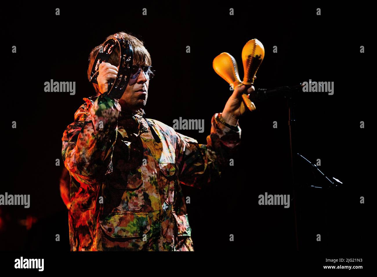 Foto del concerto di Liam Gallagher sul palco del Lucca Summer Festival in Italia Foto Stock