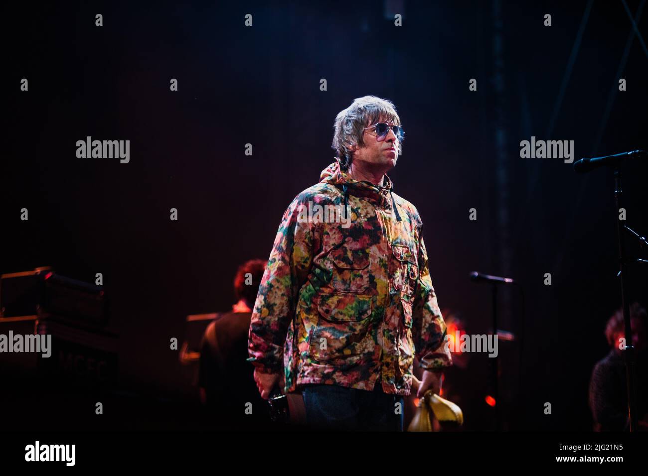 Foto del concerto di Liam Gallagher sul palco del Lucca Summer Festival in Italia Foto Stock