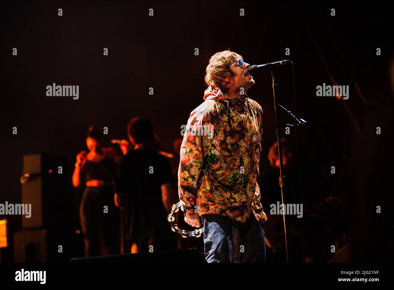 Foto del concerto di Liam Gallagher sul palco del Lucca Summer Festival in Italia Foto Stock