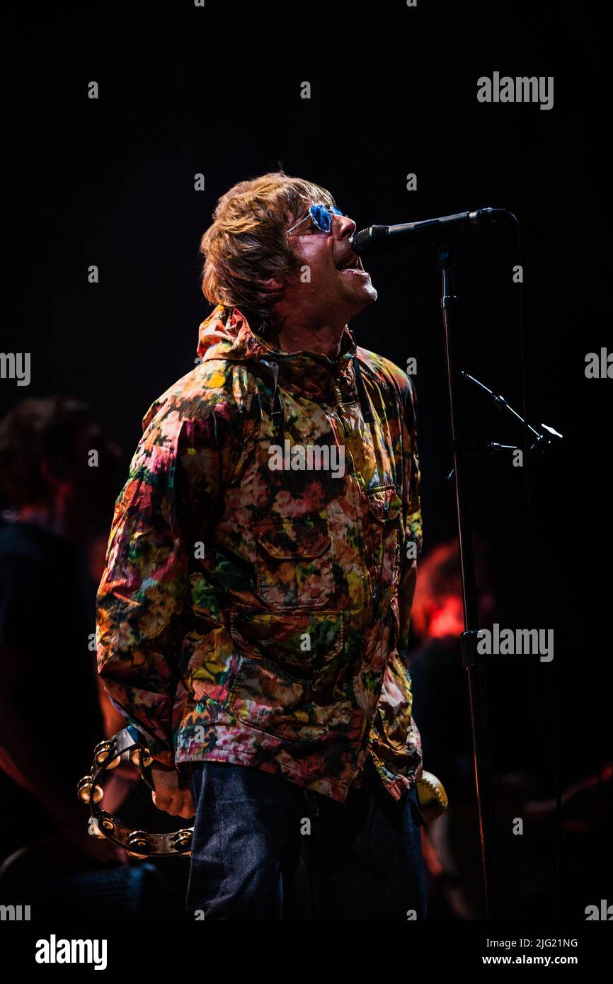 Foto del concerto di Liam Gallagher sul palco del Lucca Summer Festival in Italia Foto Stock