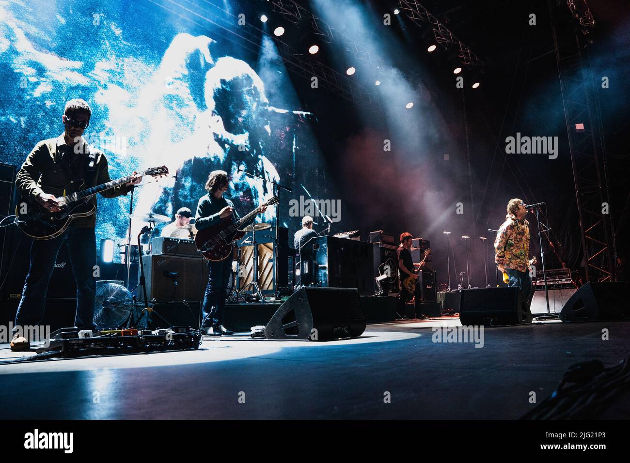 Foto del concerto di Liam Gallagher sul palco del Lucca Summer Festival in Italia Foto Stock