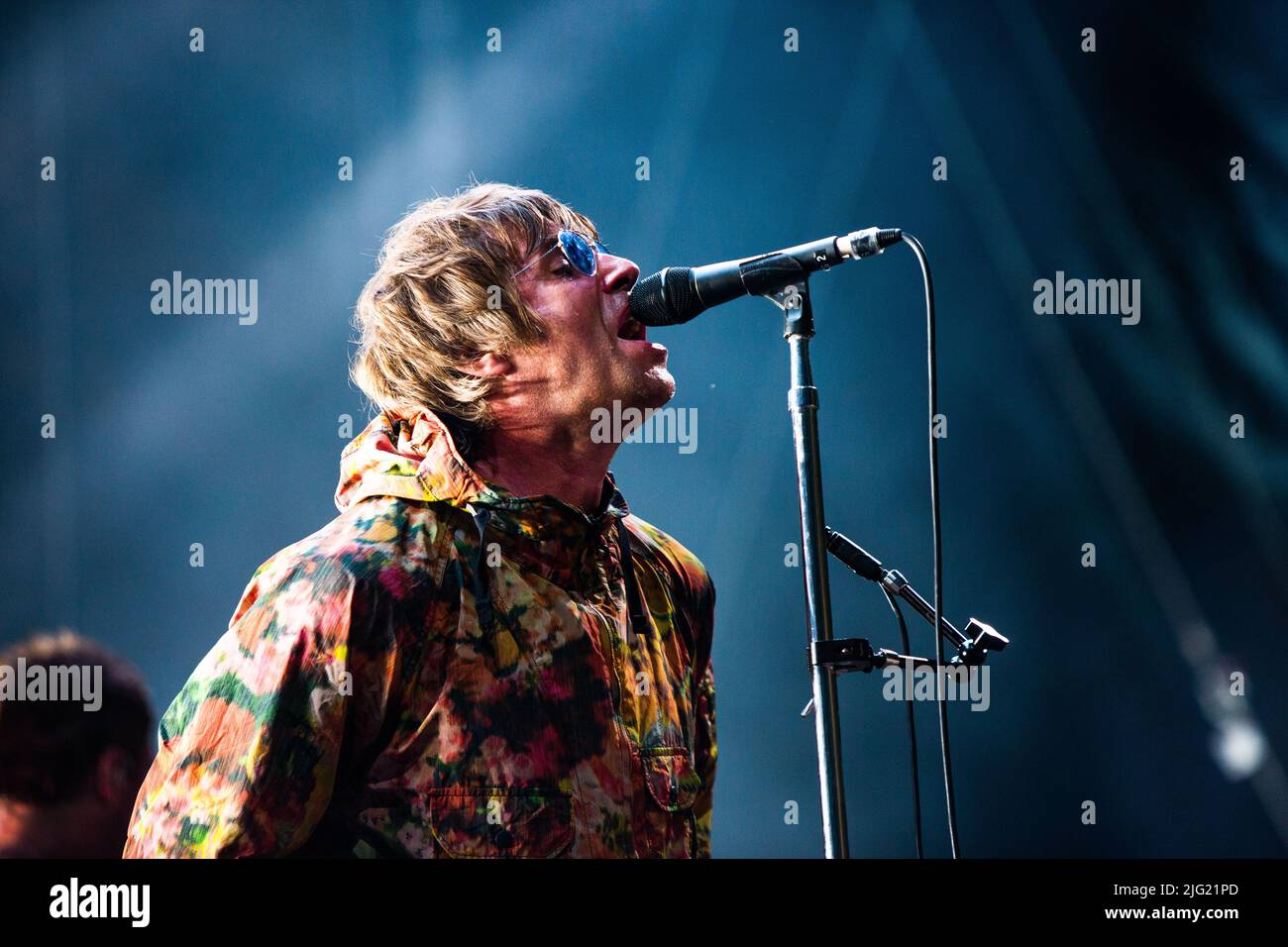 Foto del concerto di Liam Gallagher sul palco del Lucca Summer Festival in Italia Foto Stock