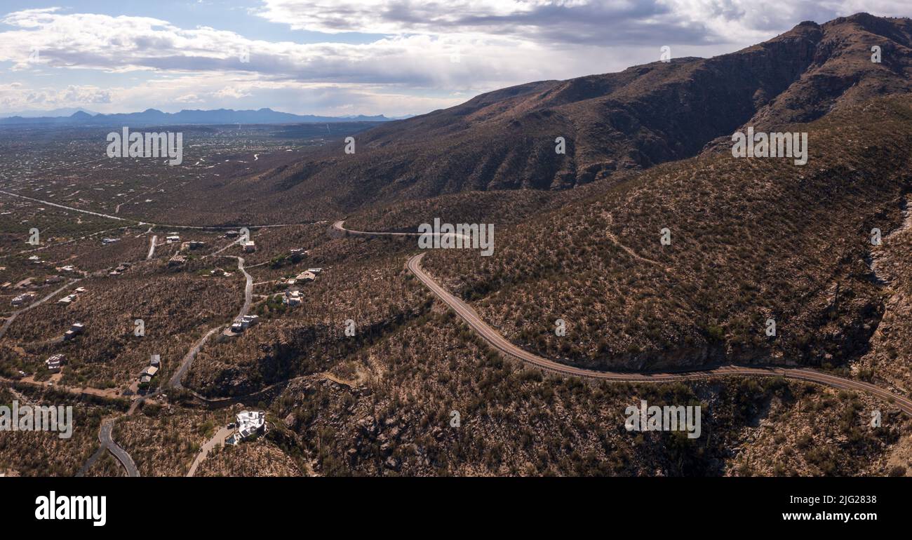Catalina Highway salendo sul Monte Lemmon, aereo. Foto Stock