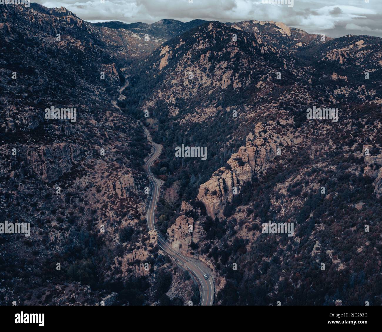 Catalina Highway salendo sul Monte Lemmon, aereo. Foto Stock