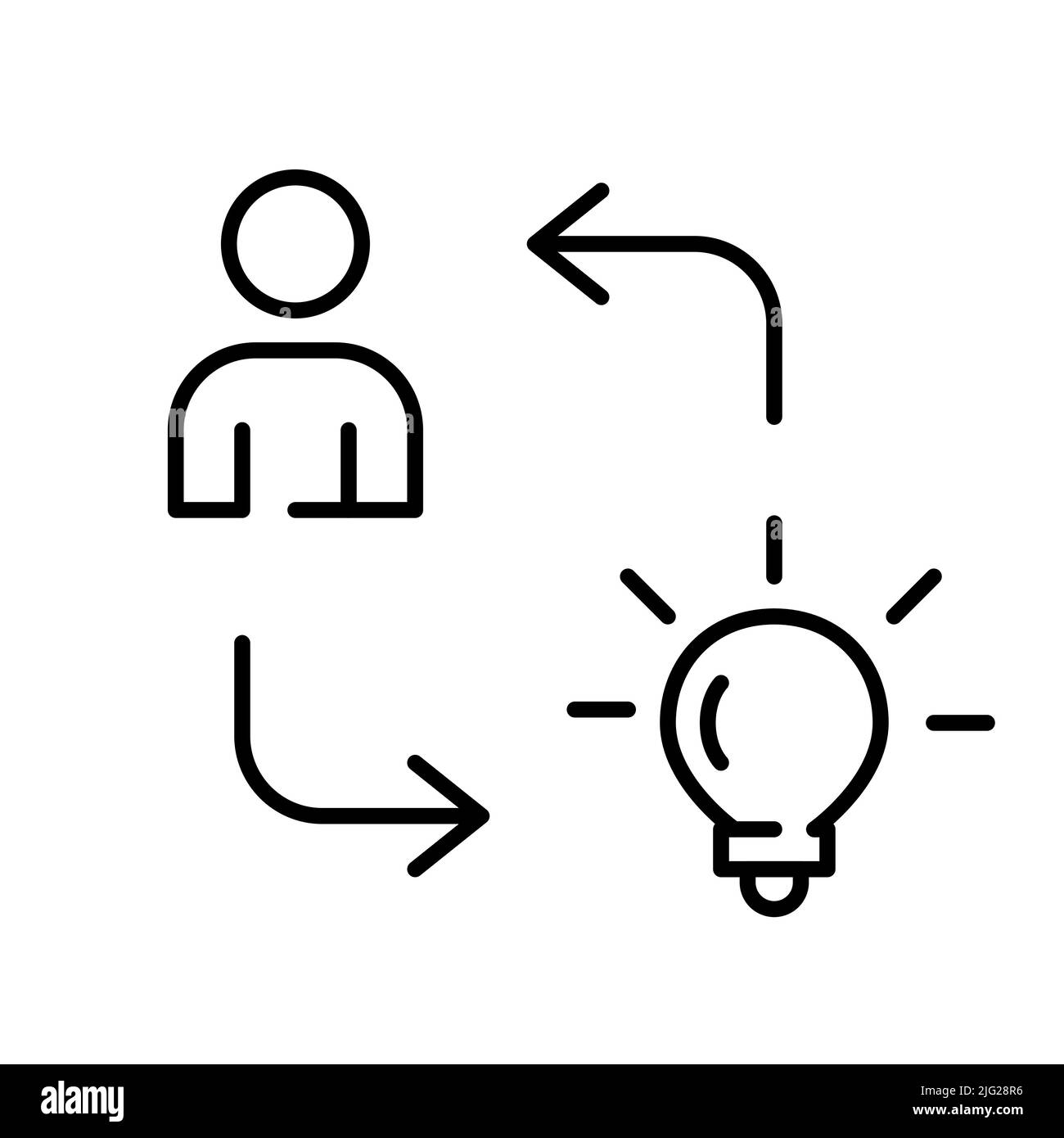 Condividere idee e creatività nel processo di lavoro. Icona tratto modificabile pixel Perfect Illustrazione Vettoriale