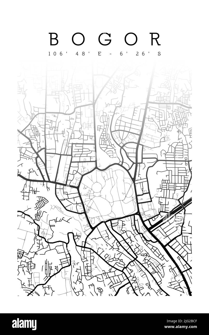 Bogor City Map Poster Design Vector. Mappa della città Poster Vector Foto Stock