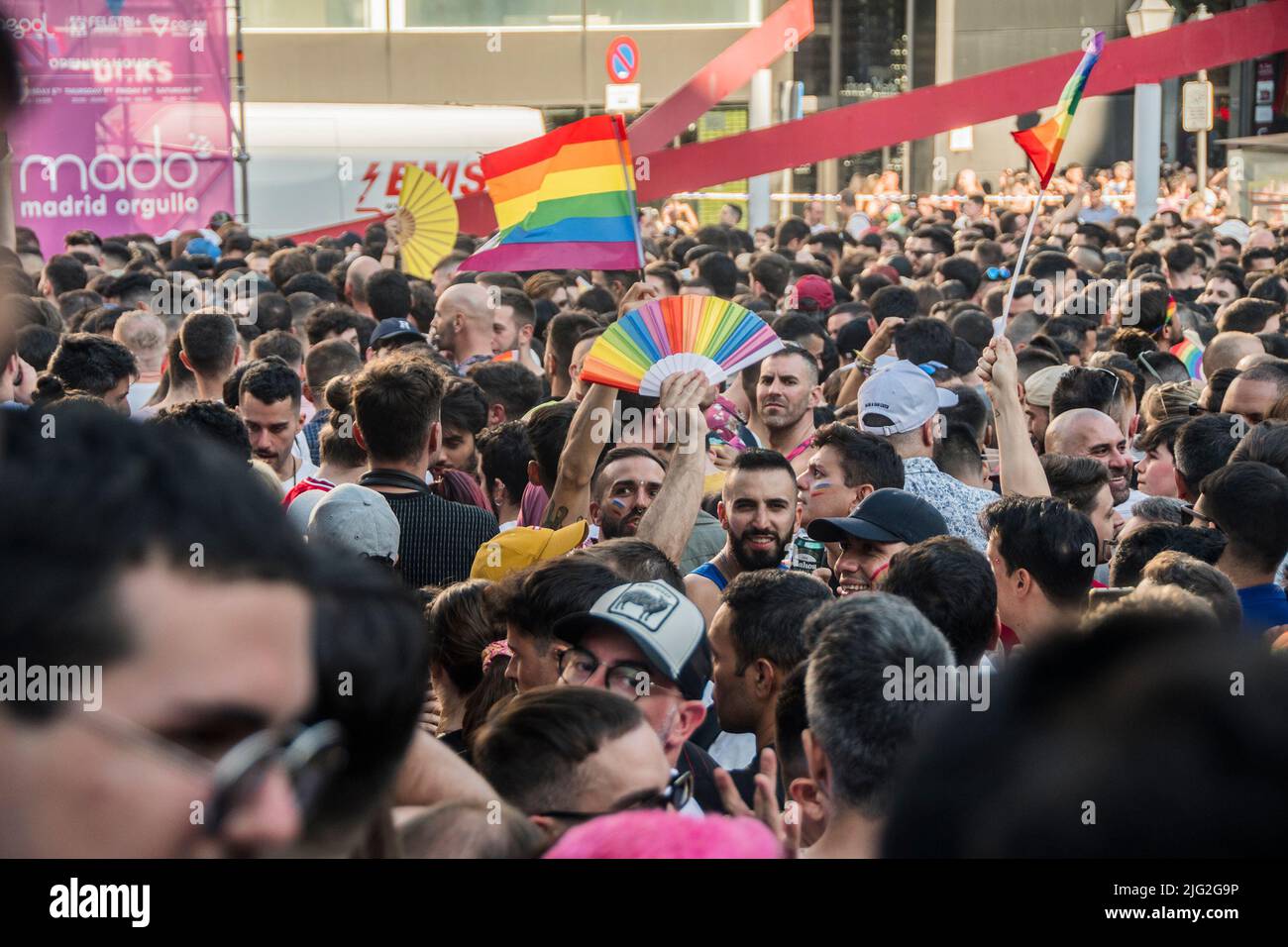 Madrid, Madrid, Spagna. 6th luglio 2022. Proclamazione di Pride e questo sarà il segnale di partenza per tutte le parti di protesta del collettivo. Credit: ZUMA Press, Inc./Alamy Live News Foto Stock