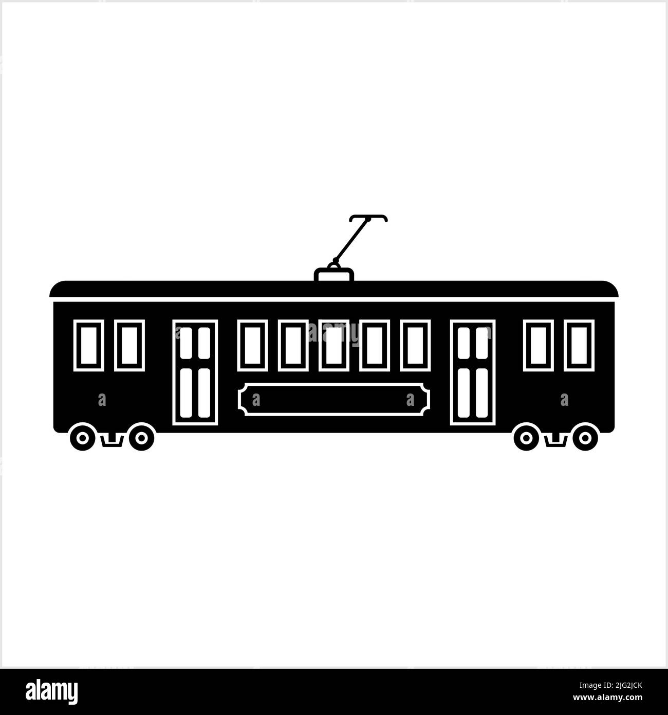 Icona della vettura del tram, vettura del treno, vettura del passeggero del tram elettrico Vector illustrazione dell'arte Illustrazione Vettoriale