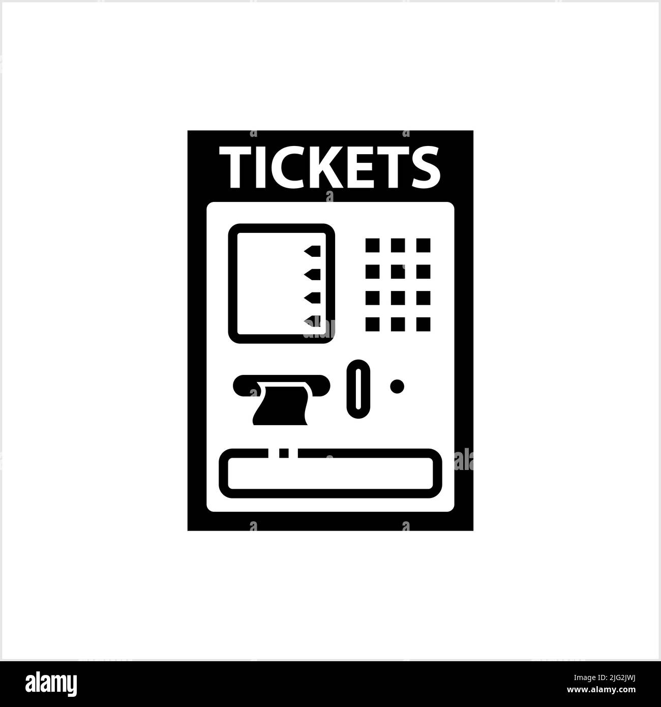Icona Ticket Machine, Automatic Ticket Vending Machine, Paper Ticket, Pass Printing Machine Vector Art Illustration Illustrazione Vettoriale