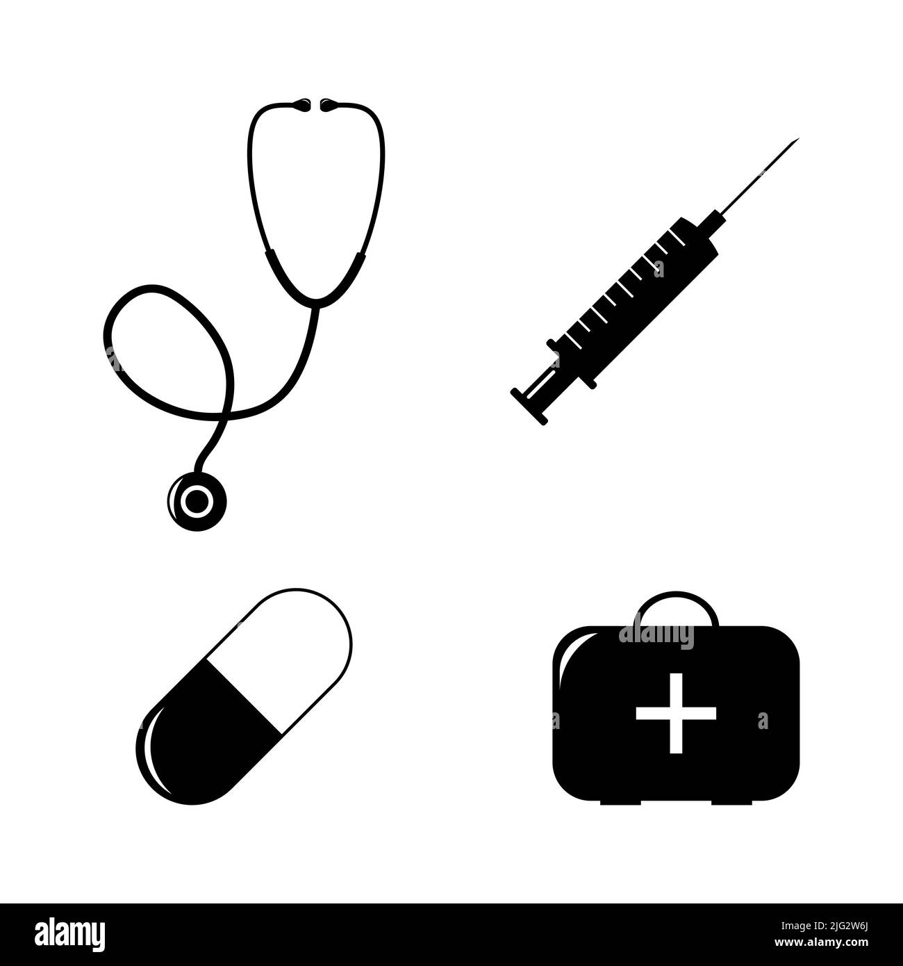 Icone mediche vettoriali isolate su sfondo bianco Illustrazione Vettoriale