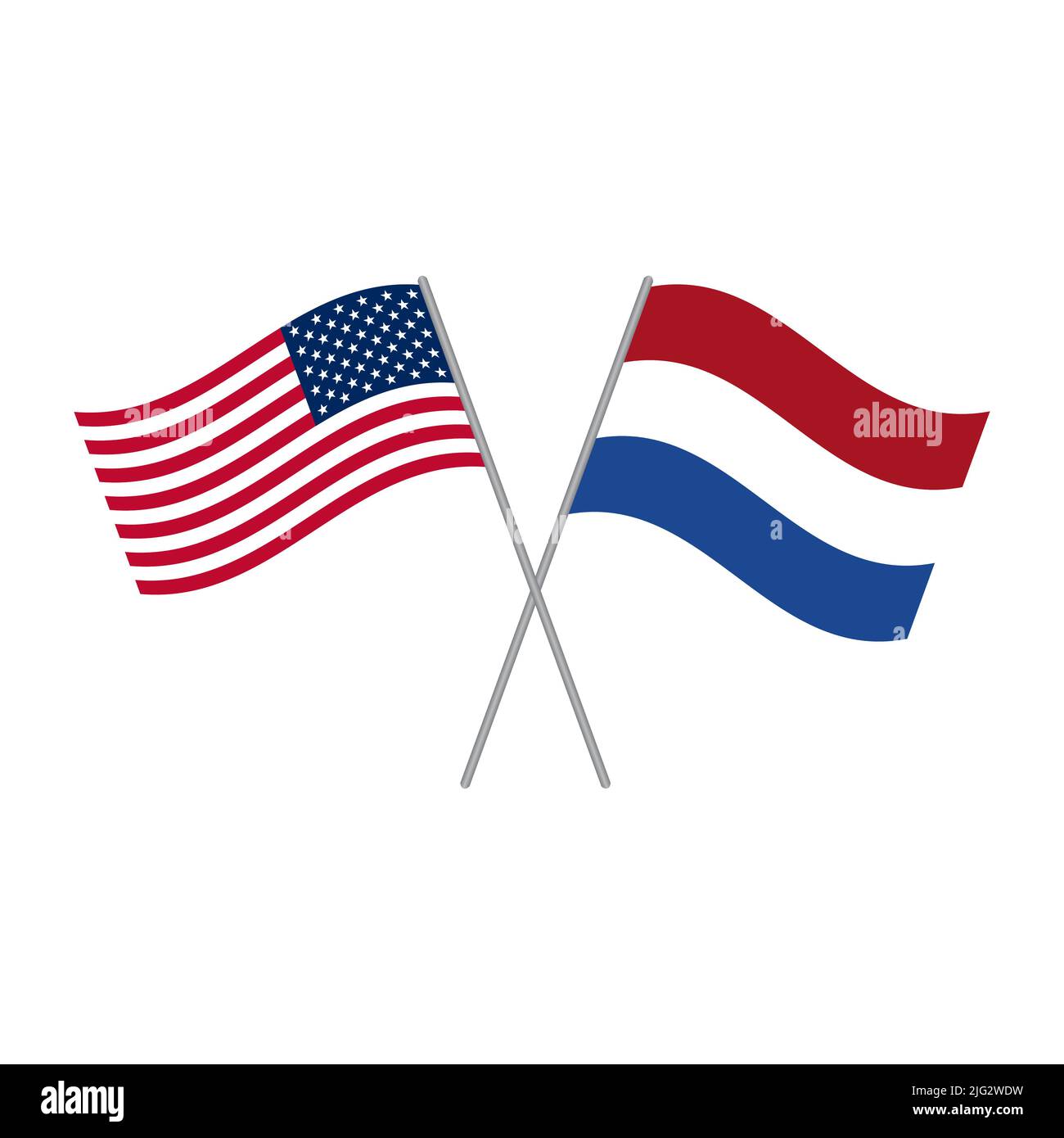 Vettore di bandiere americane e olandesi isolato su sfondo bianco Illustrazione Vettoriale