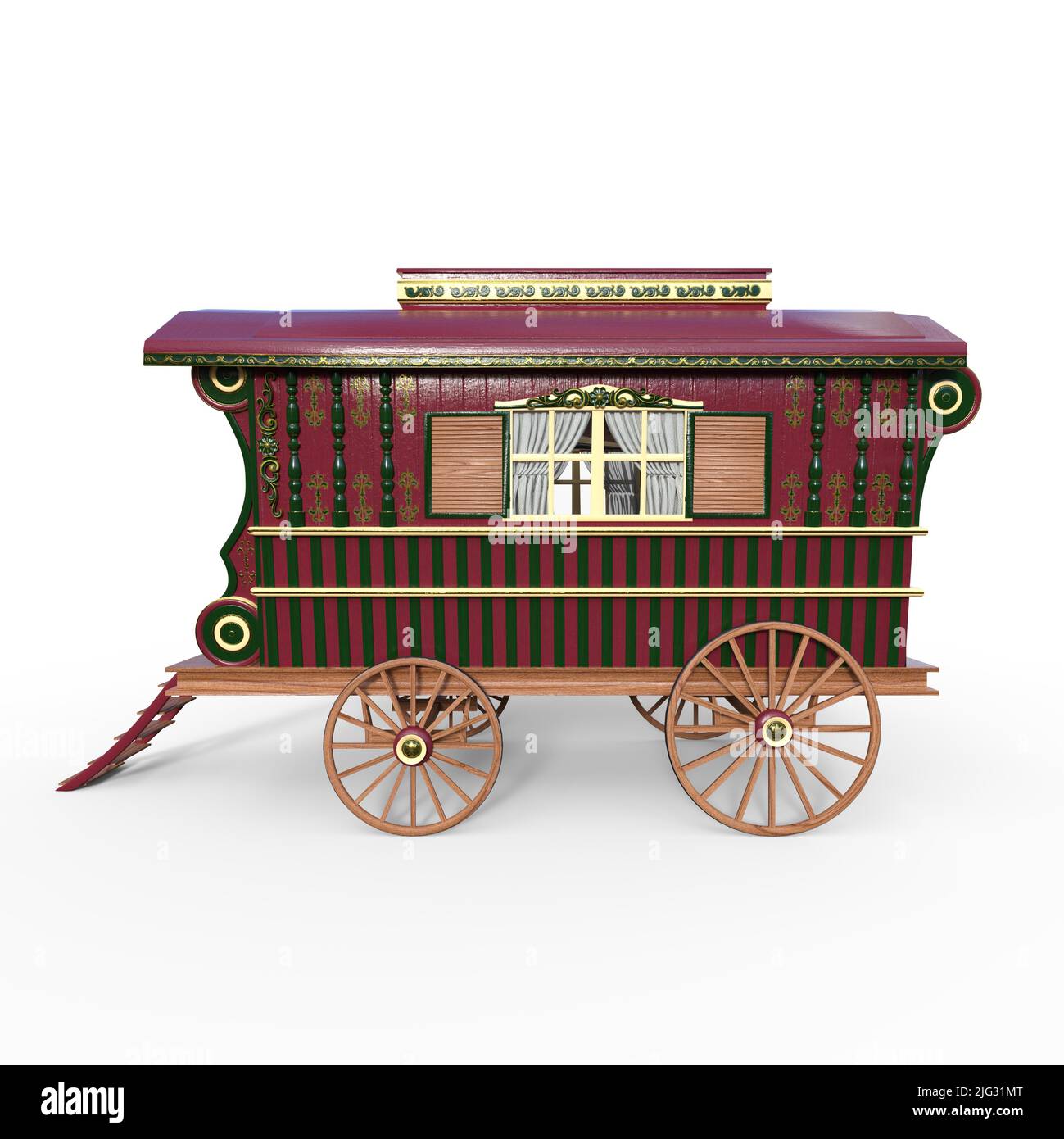 3D-illustrazione di un carro vecchio stile su bianco Foto Stock