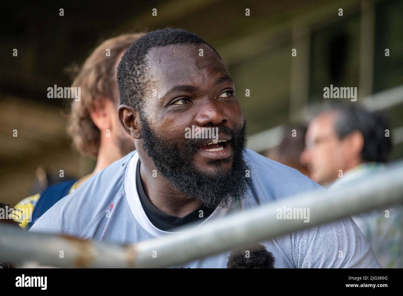 Burkina Faso giocatore durante la Rugby Africa Cup 2022, Coppa del mondo 2023 Qualifiers, incontro di rugby tra Burkina Faso e Costa d'Avorio il 6 luglio 2022 allo stadio Maurice David di Aix-en-Provence, Francia - Foto Florian Frison / DPPI Foto Stock