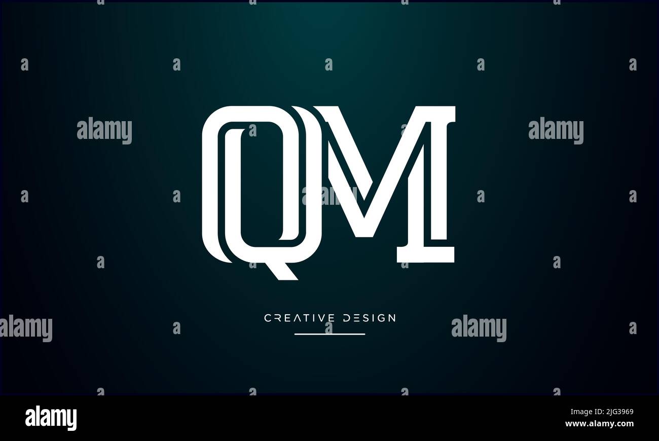 QM, MQ, M o Q alfabeto lettere astratta icona Logo Illustrazione Vettoriale
