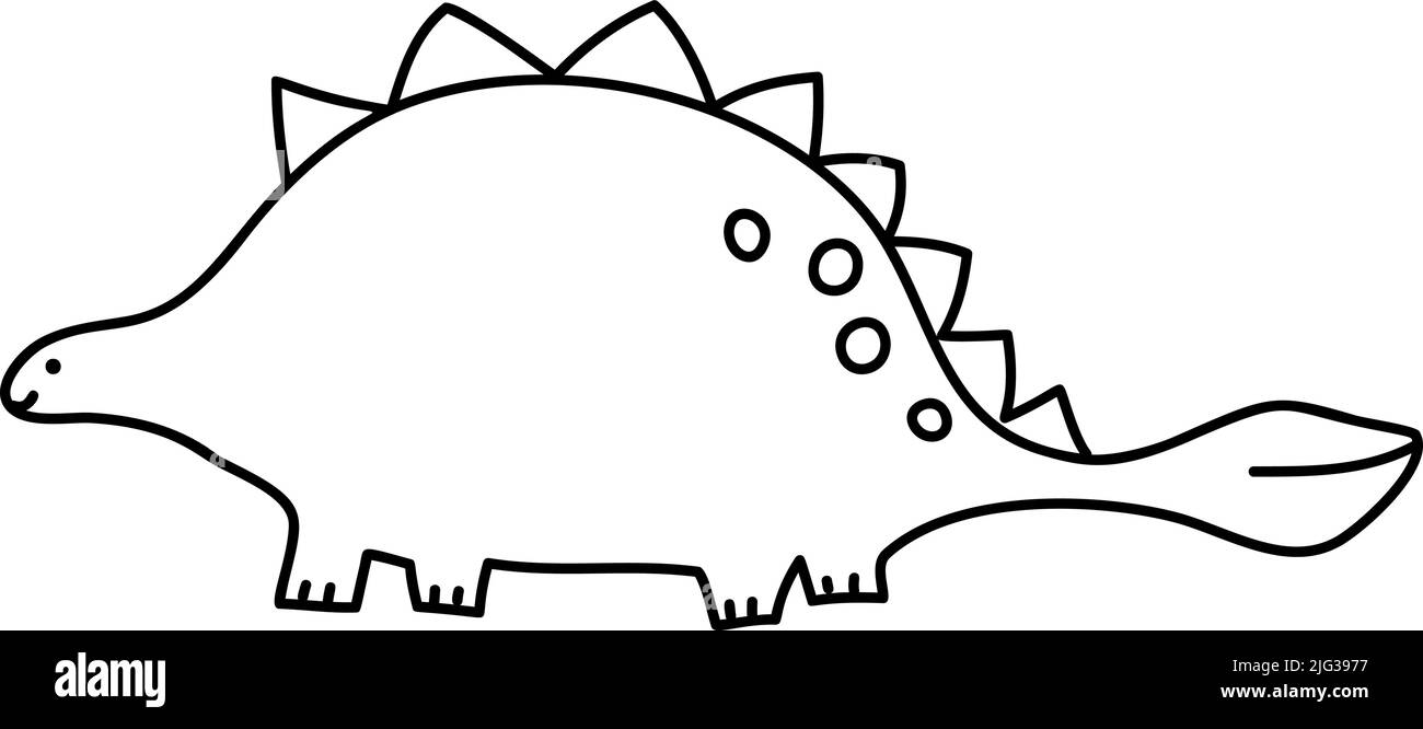 Vettore Stilizzato carino monolina dinosauro Ankylosaurus isolato su sfondo bianco. Dinosauro per bambini e adulti. Stile semplice Doodle. Stampa su Illustrazione Vettoriale