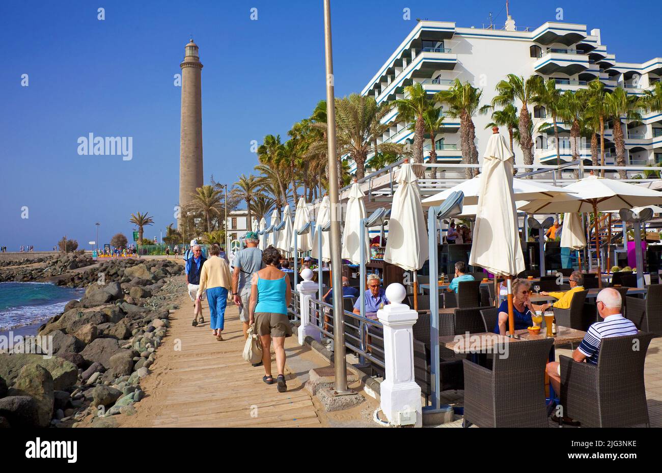 Ristorante al faro di Maspalomas, punto di riferimento, Grand Canary, Isole Canarie, Spagna, Europa Foto Stock