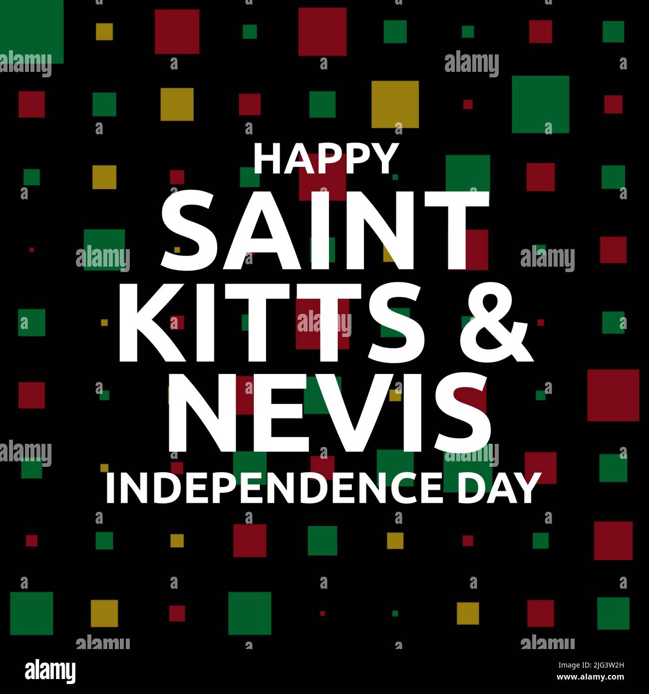 Immagine di saint kitts e nevis giorno di indipendenza su sfondo nero con piazze Foto Stock