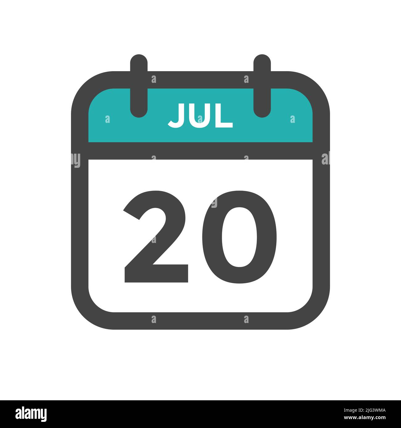 Luglio 20 giorno del calendario o data del calendario per l'appuntamento di scadenza Illustrazione Vettoriale