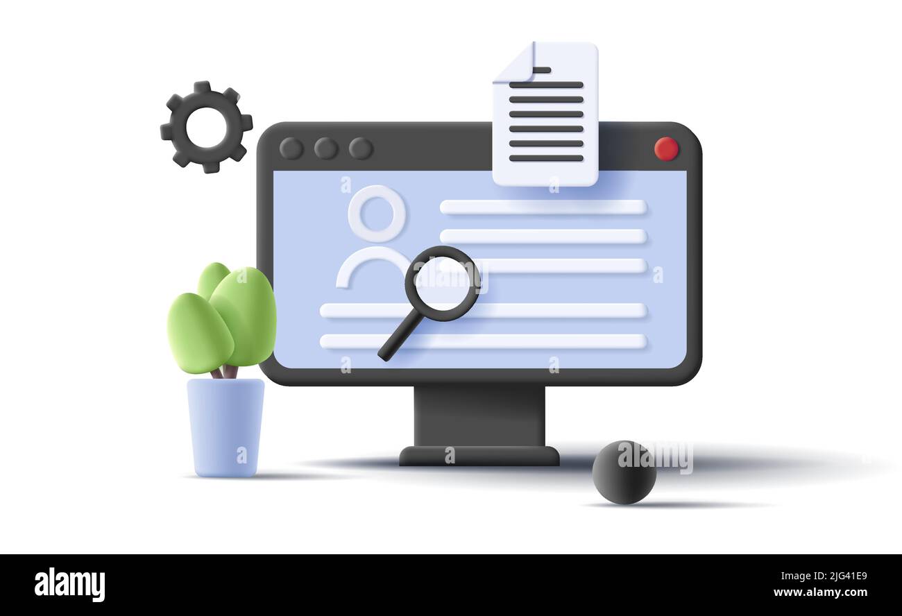 3d icona raffigurante un computer con browser e impianto. Illustrazione vettoriale Illustrazione Vettoriale