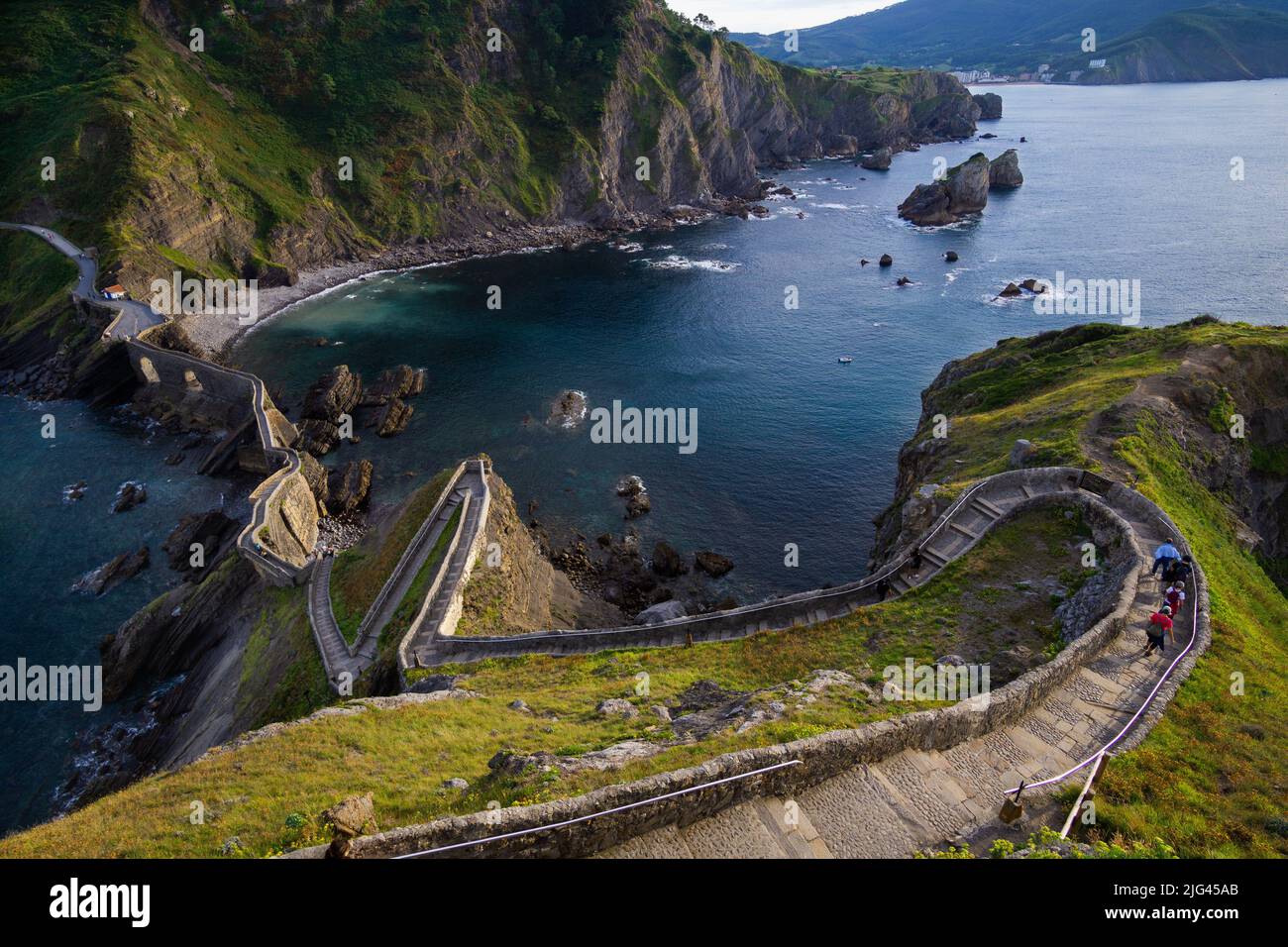 Vista panoramica di San Juan de Gaztelugatxe Foto Stock