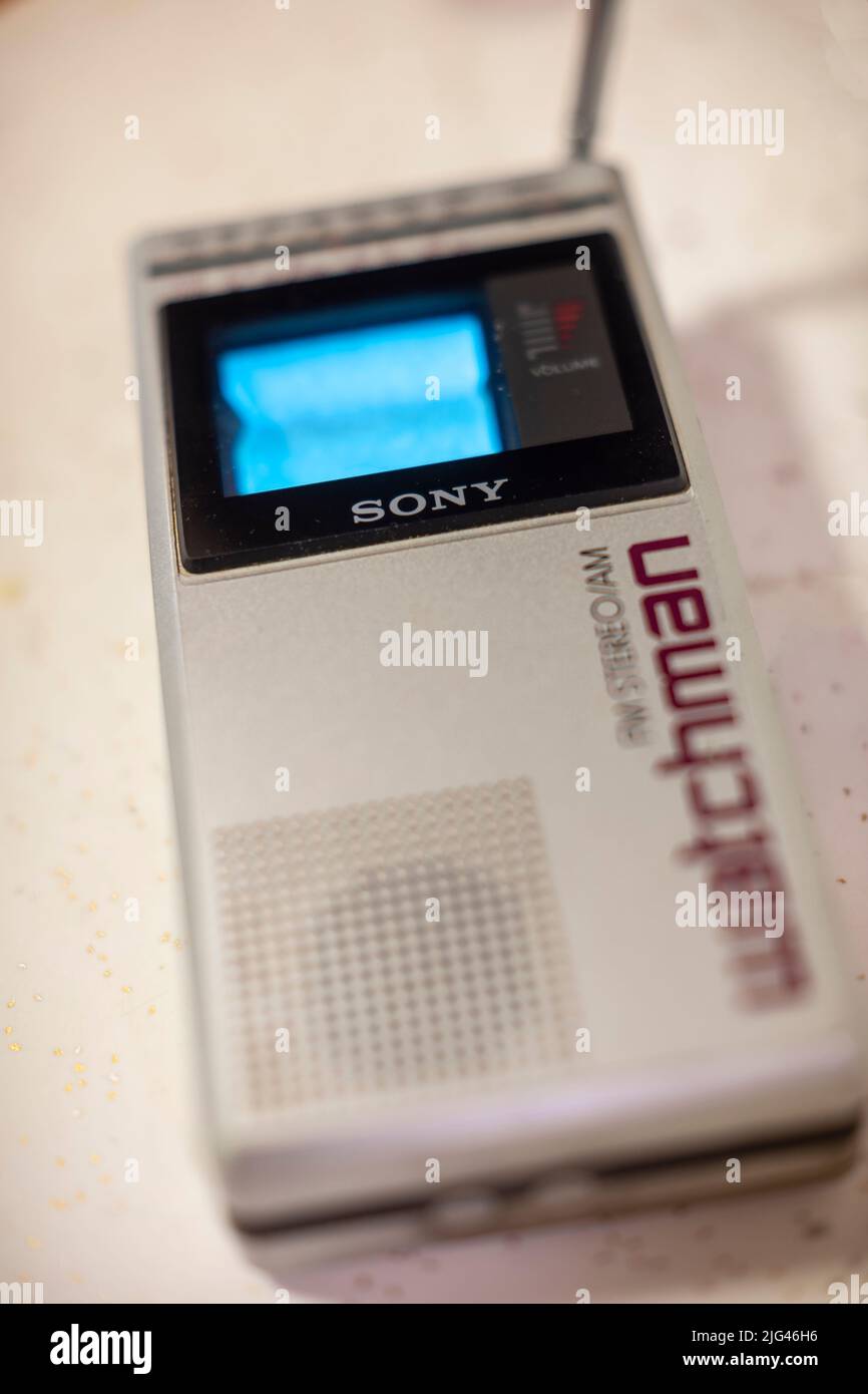 Il marchio originale Sony Watchman, circa 1984, si trova a New York martedì 21 giugno 2022. (© Richard B. Levine) Foto Stock