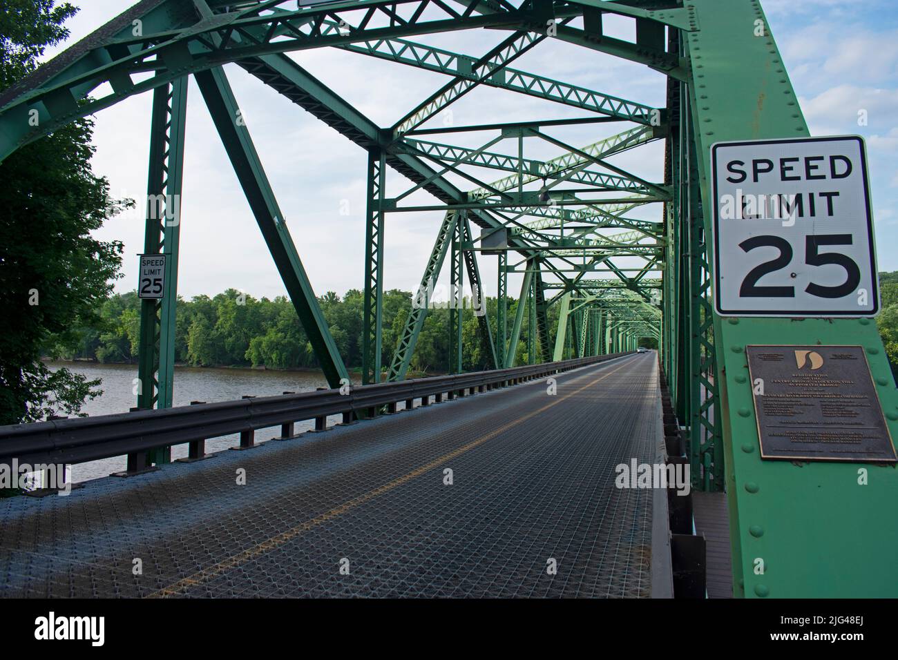 Dettaglio del ponte a tralicci che attraversa il fiume Delaware a Stockton, New Jersey, e visto dal lato Pennsylvania -13 Foto Stock