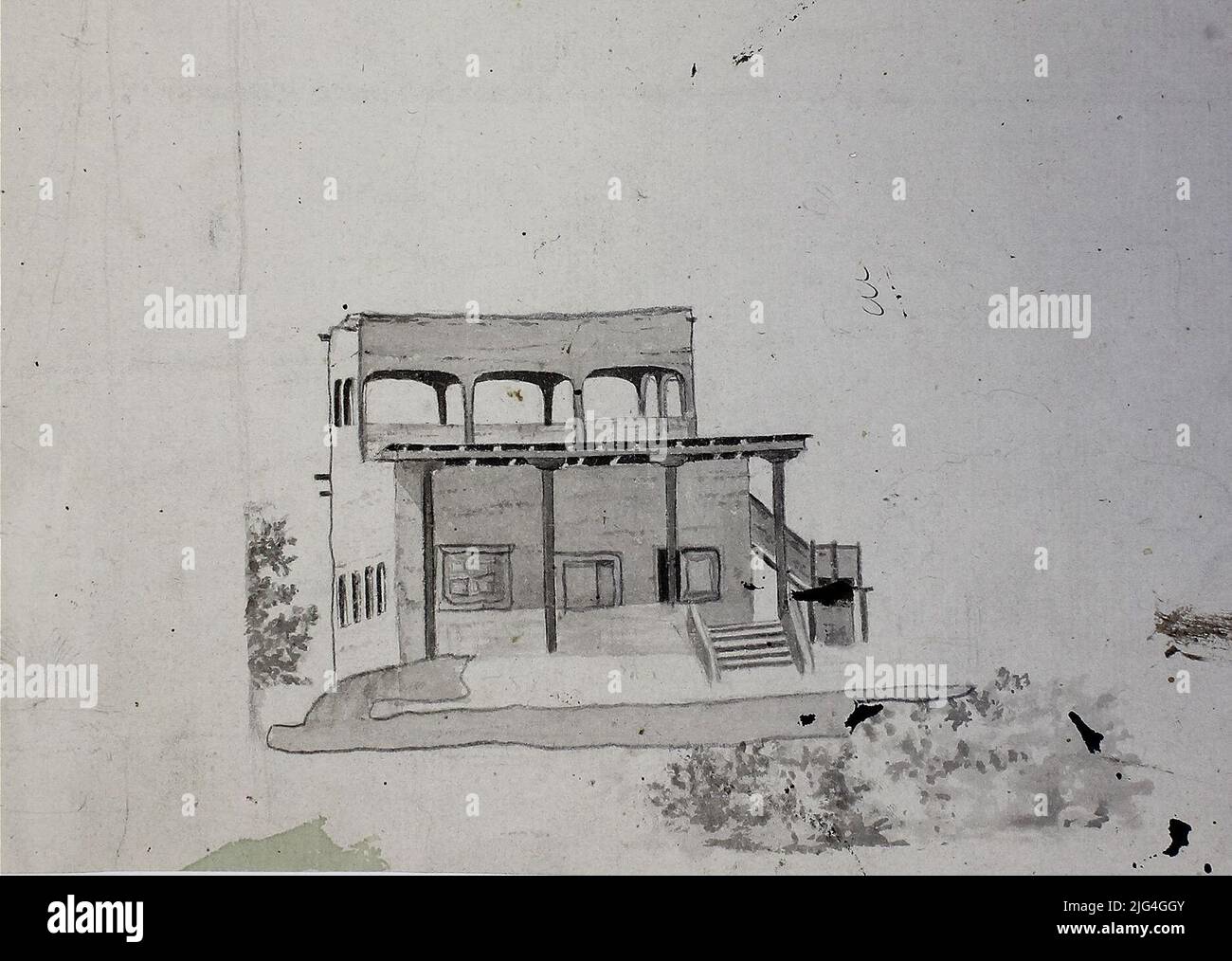 [Casa di Chiloé]. Idrografia Indirizzo questo disegno, probabilmente da Bauzá, è in fondo ad una bozza cartografica di Bauzá stesso corrispondente a Chiloé Foto Stock