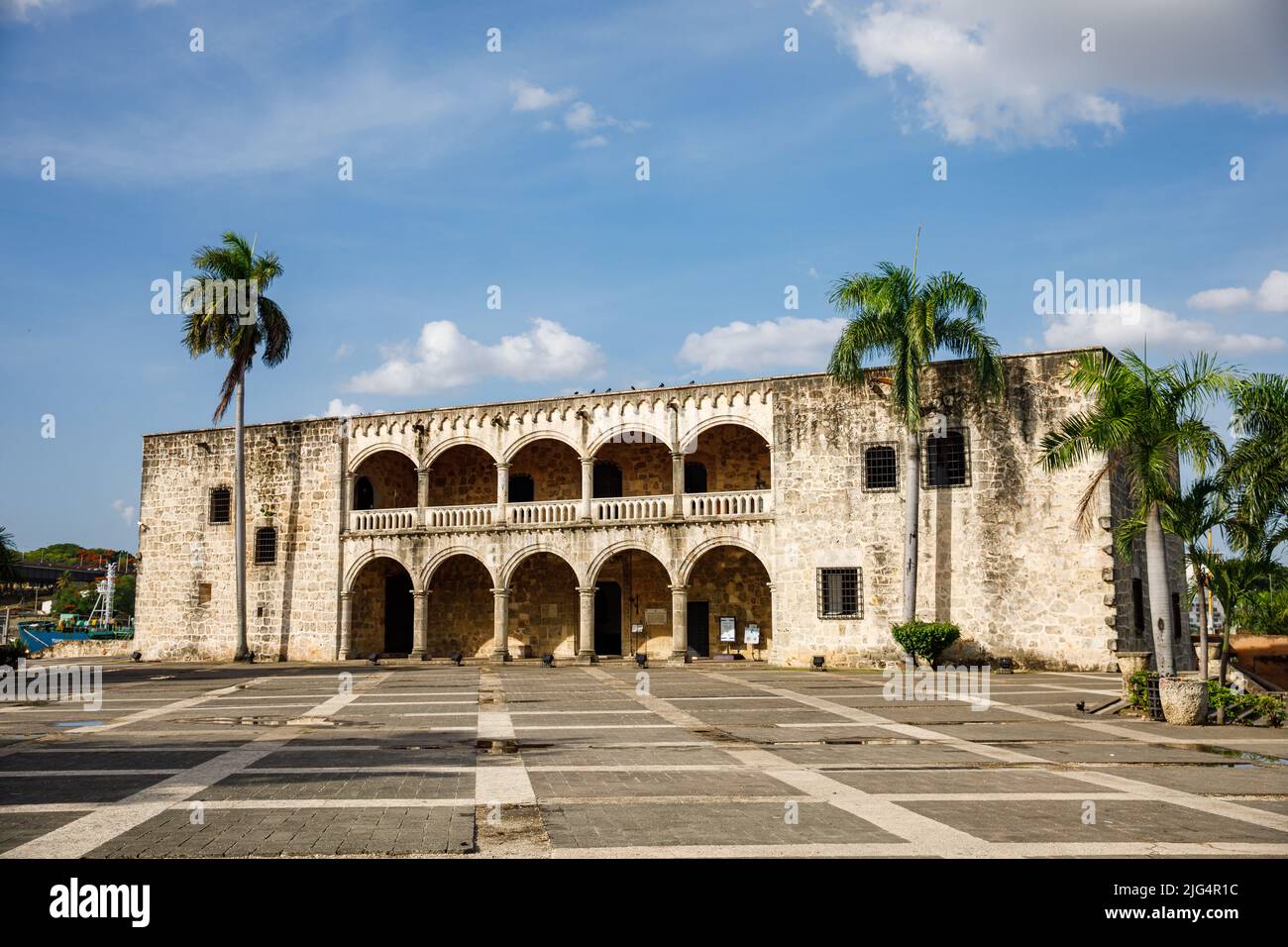 Alcazar de Colon, residenza di Diego Columbus situata in Piazza di Spagna. Zona coloniale della città, dichiarato. Santo Domingo, Repubblica Dominicana. Foto Stock