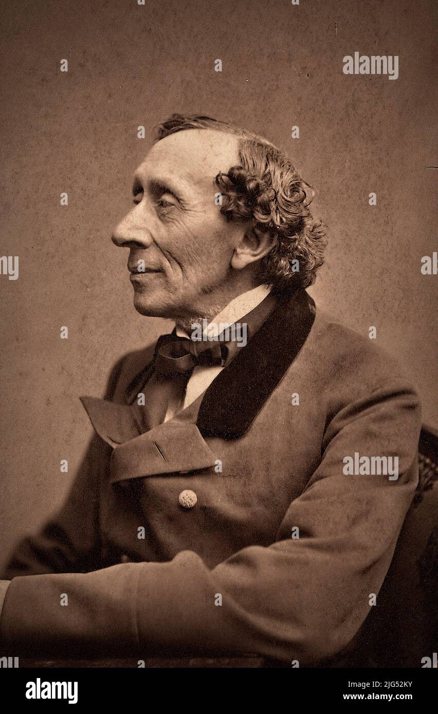 Hans Christian Andersen scrittore di racconti - ritratto di Thora Hallager 1869. Foto Stock