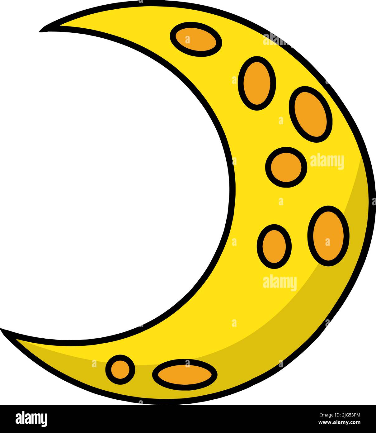 Crescent Moon Cartoon Coloured Clipart Illustrazione Vettoriale