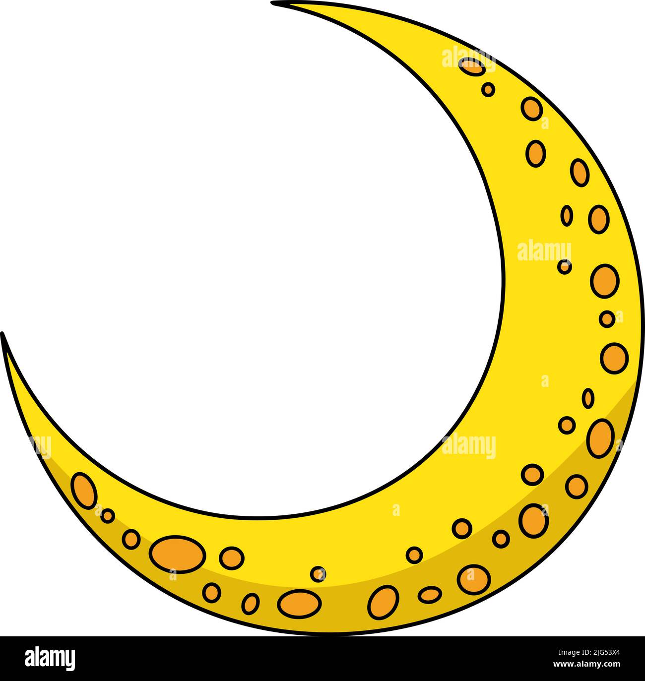 Crescent Moon Cartoon Coloured Clipart Illustrazione Vettoriale